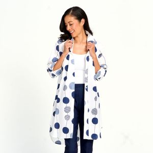Printed Cotton Blouse in Navy