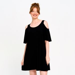 Cut Shoulder Dress in Black