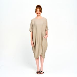 Tulip Hem Dress in Khaki