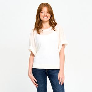 Button Back Detail Light Topper in Ivory