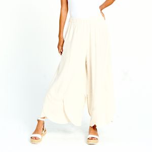 Linen Cotton Blend Tulip Hem Pant in Linen