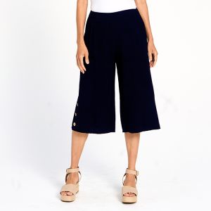 Linen Cotton Blend Cropped Pant with Pockets in Ink