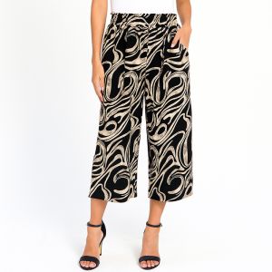 Khaki and Black Swirl Cropped Pant