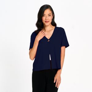 Jersette Single-Button Cardigan in Navy