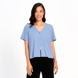 Jersette Single-Button Cardigan in Sky