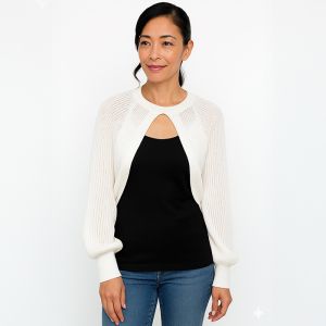Knit Sleeve Cover Up in Ivory