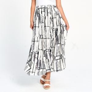 Gathers and Pleats Elastic Waist Skirt in White