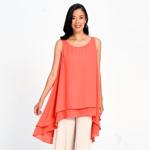 High Flow Double Layered Top in Coral