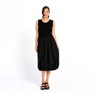Poplin Bubble Dress in Black