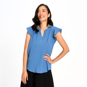 Flutter Sleeve Crinkle Top in Periwinkle