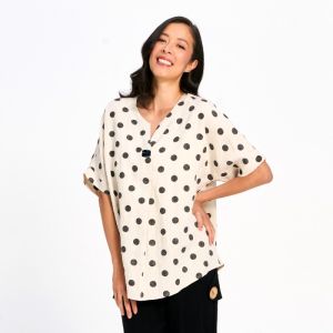 Polka Dot Boxy Top in Linen