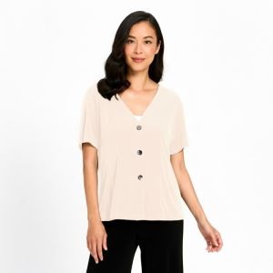 Jersette 3 Button Cardi in Sand