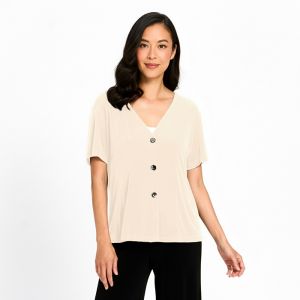 Jersette 3 Button Cardi in Sand