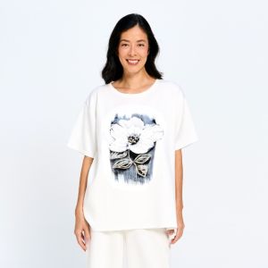 Midnight Bloom Effortless Lounge Set in White