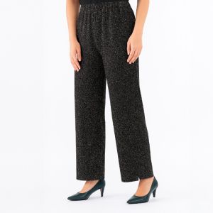 Shimmery Elastic-Waist Palazzo Pant in Silver