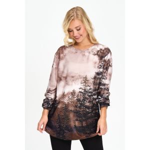 Nature's Beauty Graphic Bling Tunic in Brown