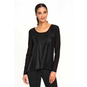 Sheer Sleeve Texture Top in Silver