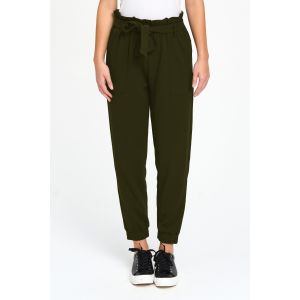 Tie-Waist Ruffle Pant in Olive