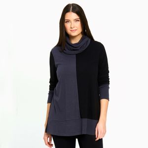 Contrast Sweater with Removable Unity Scarf in Slate