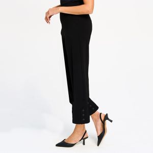 Ankle Length Pant with Button Details in Black
