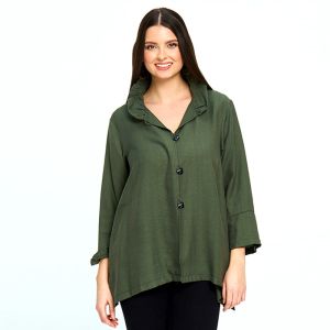 Ruffle Collar Blouse in Olive