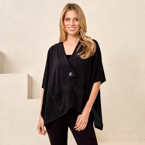 Kimono Topper with Button in Black