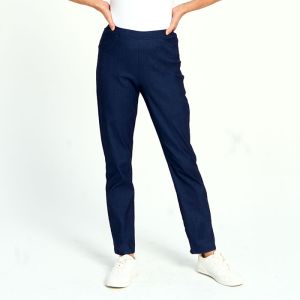 Stretch Faux Denim Pant in Navy