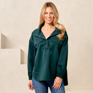 Snap Front Pullover Jacket in Green