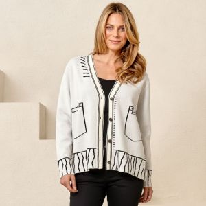 Print Graffiti Cardigan in White