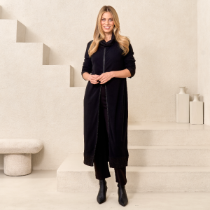 Cozy Reverse Zip Maxi Topper in Black