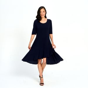 Long Sleeved Stretch Dress in Navy