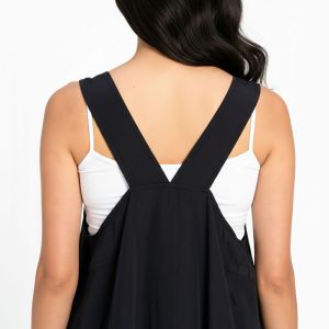 Soft Touch Crinkle Sleeveless Dress in Black