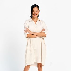 Soft Touch Crinkle Dress with Pockets in Champagne