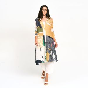 Plissé Shaded Button-Down in Yellow