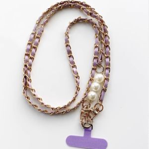 Phone Crossbody Lanyard with Pearls in Purple