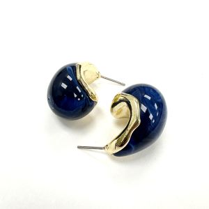 Marble Chunky Teardrop Earrings in Blue