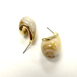 Marble Chunky Teardrop Earrings in Ivory