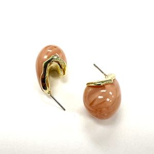 Marble Chunky Teardrop Earrings in Pink