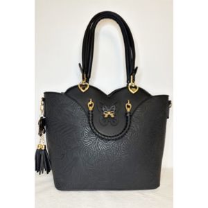 Large Scalloped Butterfly Handbag in Black