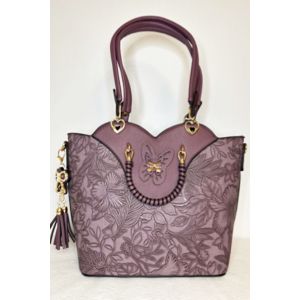Large Scalloped Butterfly Handbag in Purple