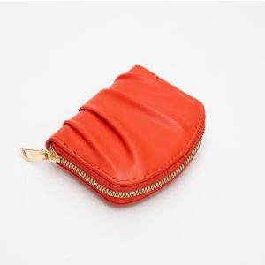 Ruched Chic Mini Wallet in Orange